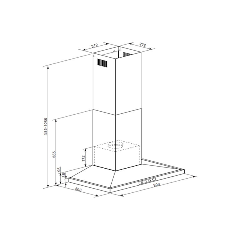 Eliana 95.5cm Ducted Wall Mount Cooker Hood