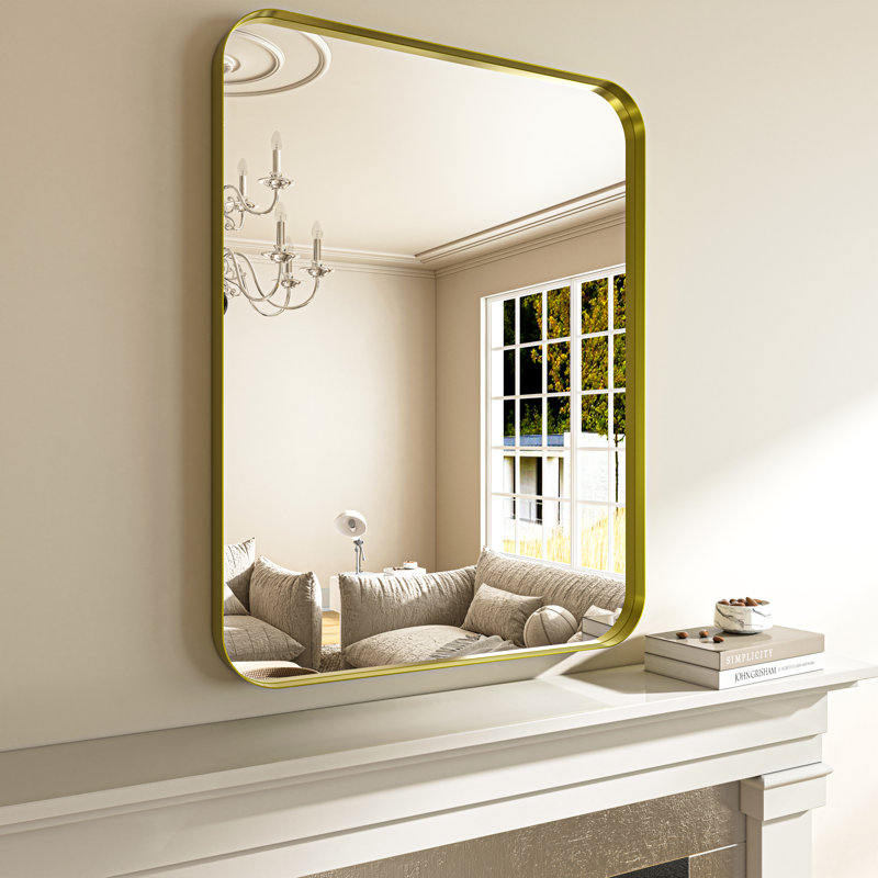 Metal Rectangle Mirror, Gold, 28" x 36"