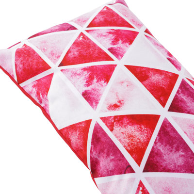 Red Watercolour Triangle Outdoor Lumbar Toss Cushion