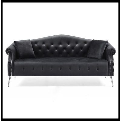 Width Classic Chesterfield Velvet Sofa Contemporary Upholstered Couch Button Tufted -  House of HamptonÂ®, C2FA09961A6E46828FD3FE8E9395ED09