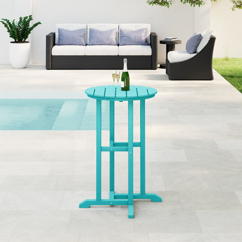 Laguna Round Outdoor Bar Table, Teal
