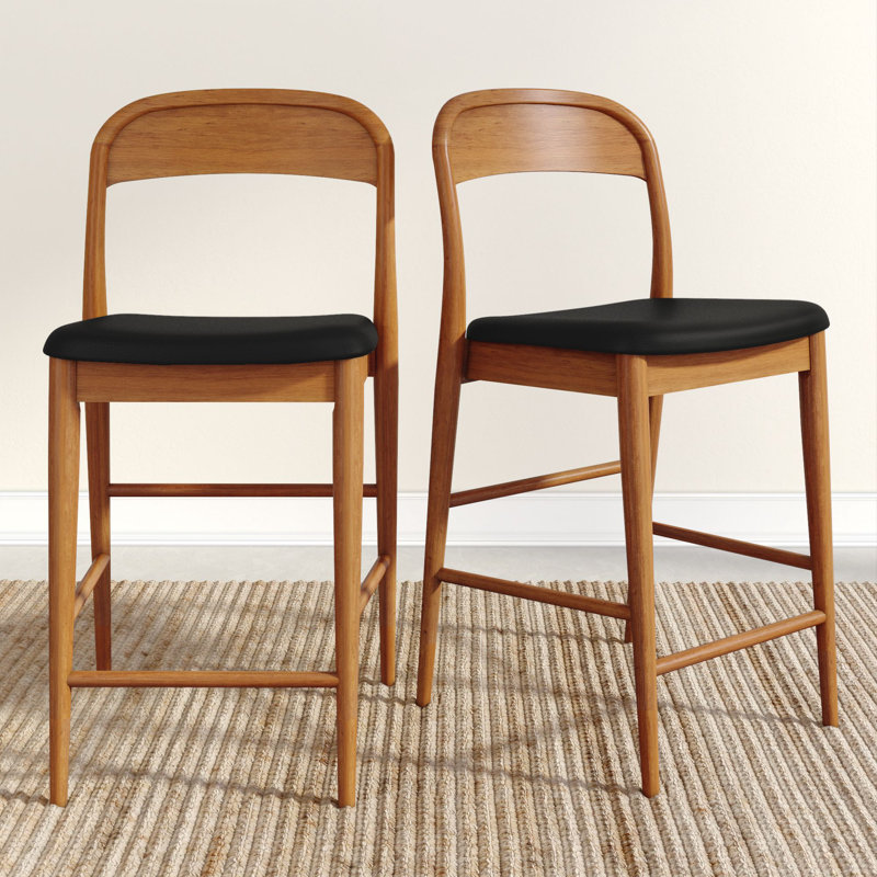 Tabouret de comptoir rembourré Loar, Pacane / Noir, 2