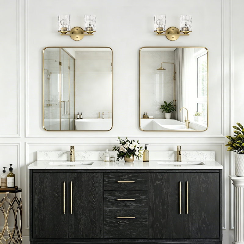 Éclairage pour meuble-lavabo en acier à intensité variable 21,25 po, Or brossé, Deux lumières