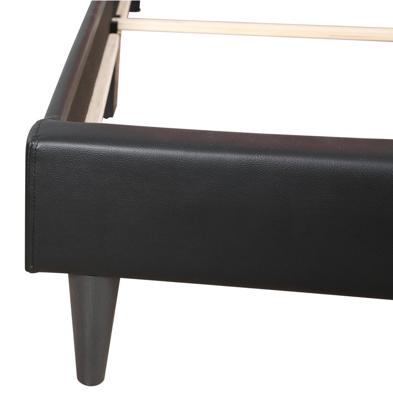 Upholstered Panel Bed, Twin, Black/Red