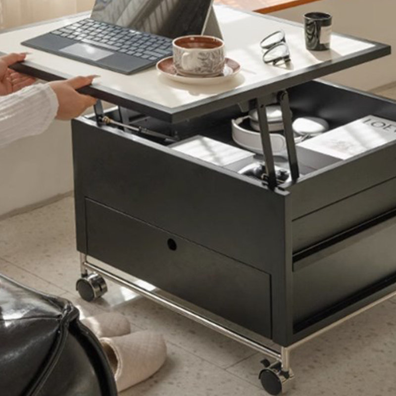 Retro creative design movable coffee table, Black