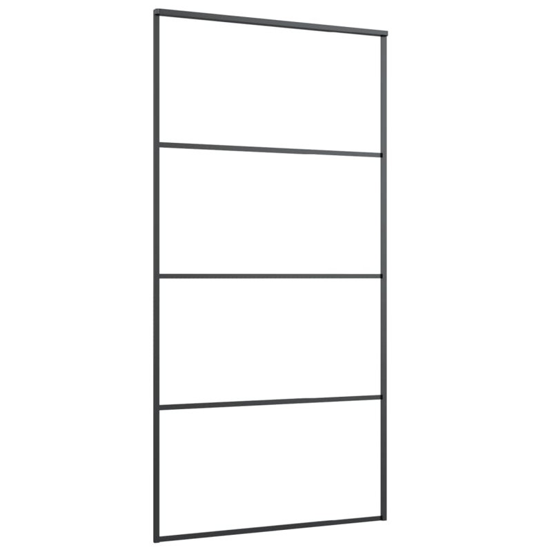 Muthiani Glass Sliding Door, 205cm H x 102.5cm W x 4 cm D, Black