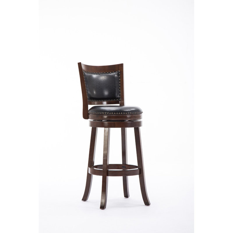 Tabouret de comptoir pivotant de 29 po Sabi, bois massif, similicuir