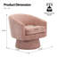 Fauteuil d'appoint confortable et pivotant en chenille moderne - Fauteuil rembourré rotatif à 360 ° avec accoudoirs et rangement - Canapé simple pour le salon, la chambre à coucher ou le bureau, Chenille | Rose
