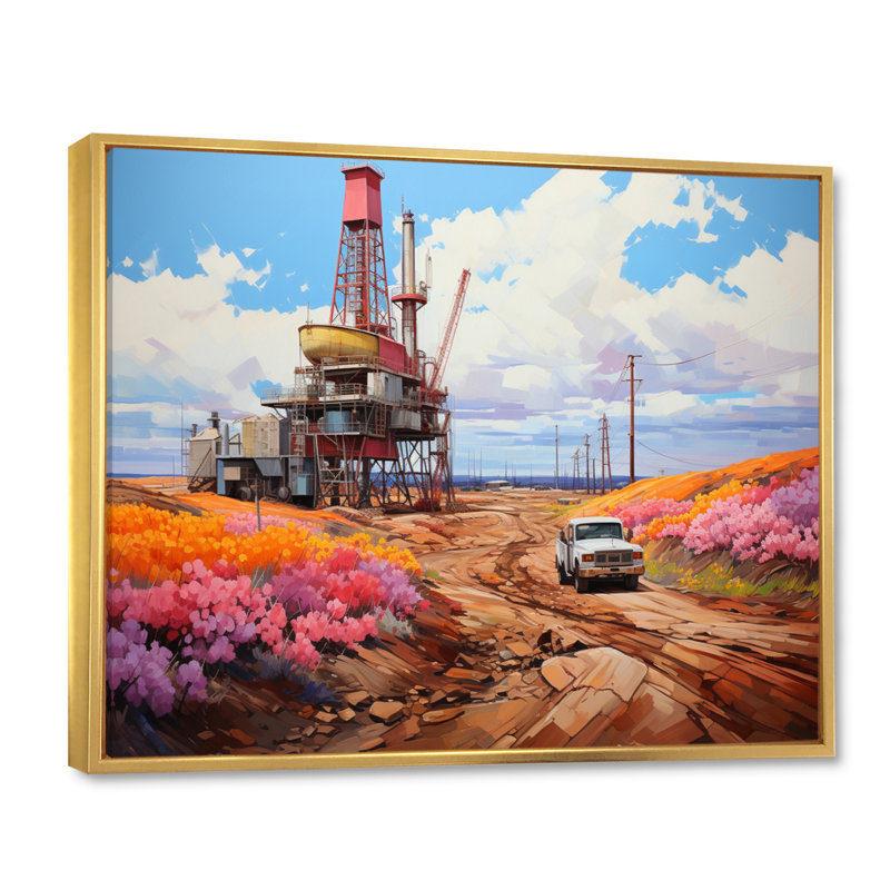 «Pink Oil Rigs», impression sur toile, Toile tendue, H 34 po x l 44 po x P 1,5 po