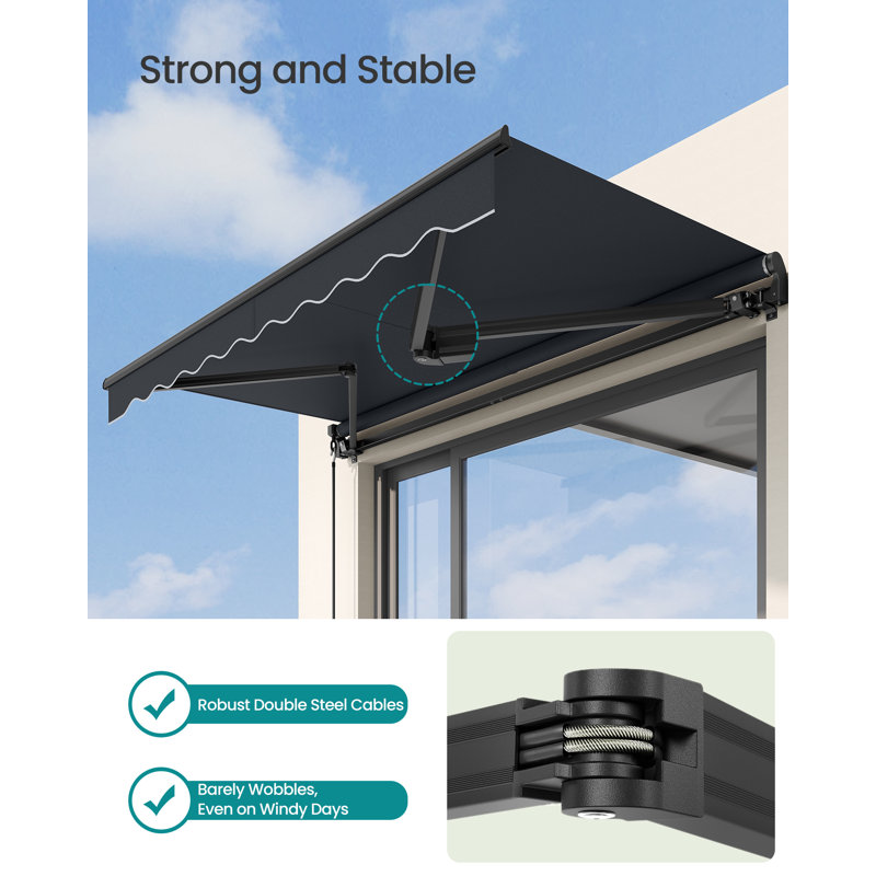 LEDREM Retractable Door / Window Awning, 250cm H x 250cm W x 200cm D