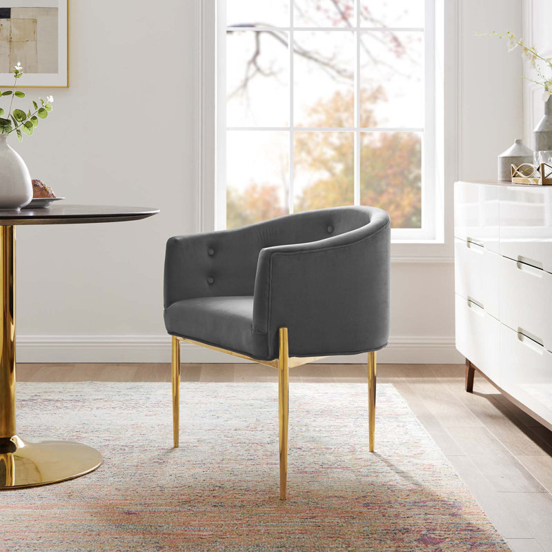 Savour Tufted Performance Velvet Accent Chair, Gray Velvet