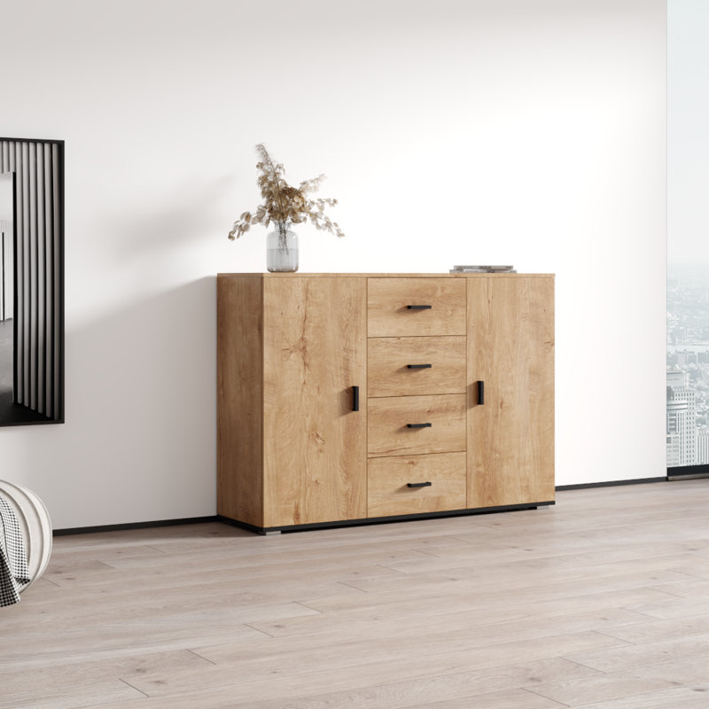 Sabala 52" Sideboard with High Gloss Finish, Oak
