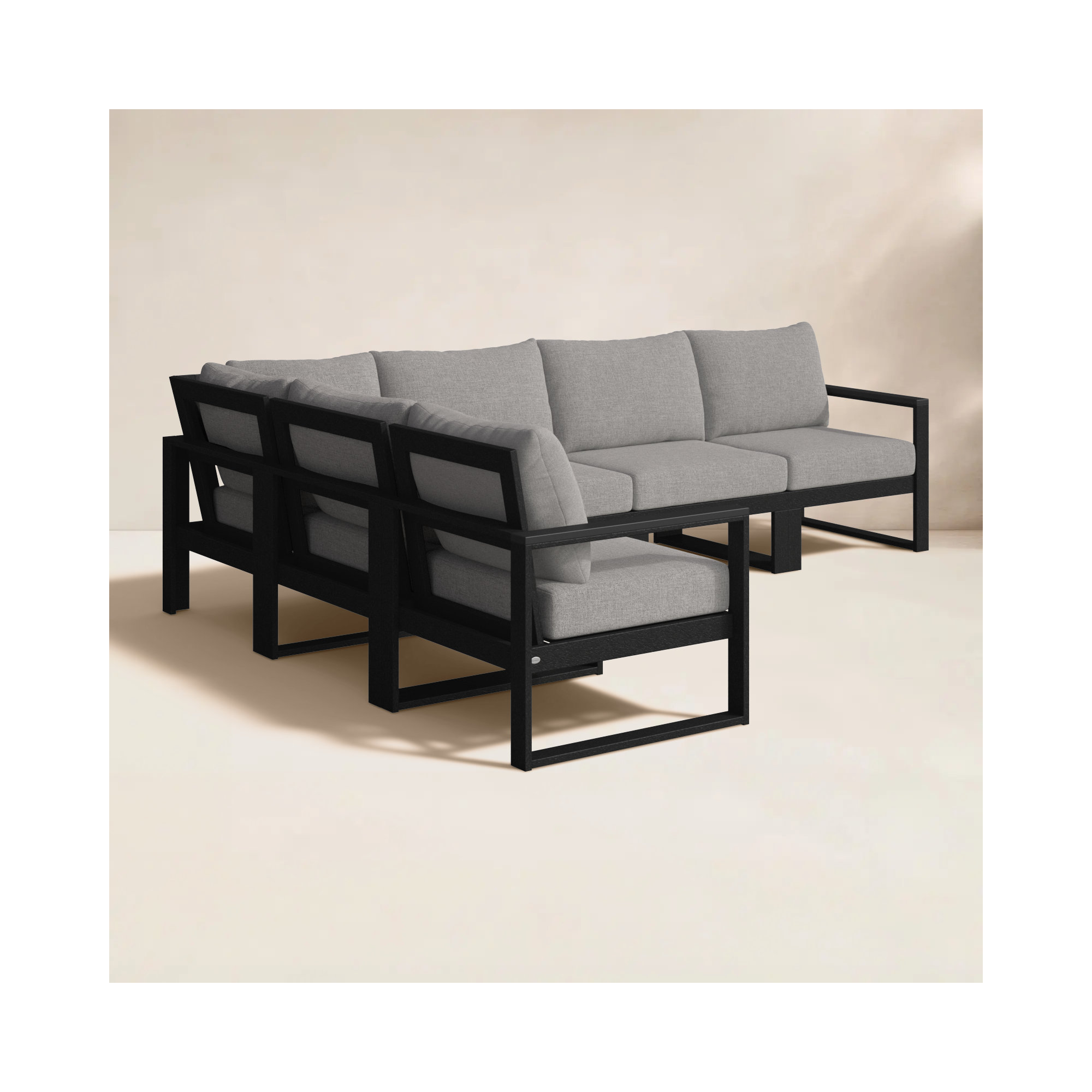 Edge 110.5'' Wide L-Shaped Patio Sectional with Cushions, Black, Grey Revolution®