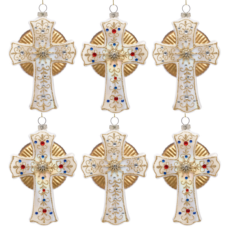 Bejeweled Cross Ornament, 6 Inches