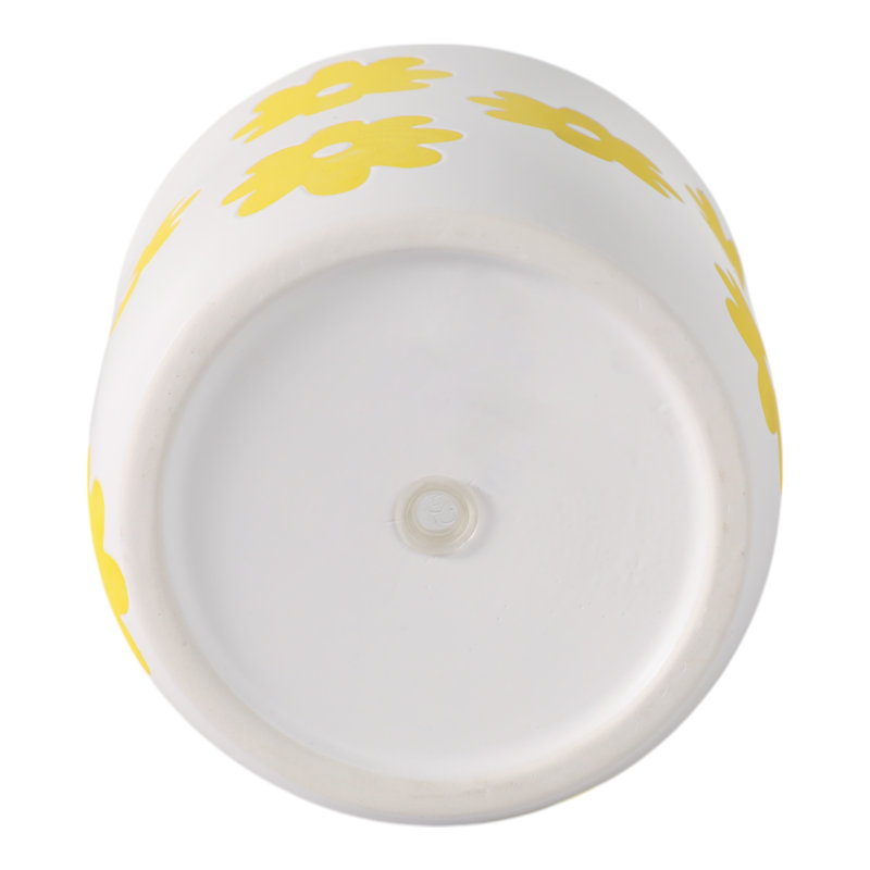 Sagebrook Home 6" Flower Power Planter, Black/White, White Yellow