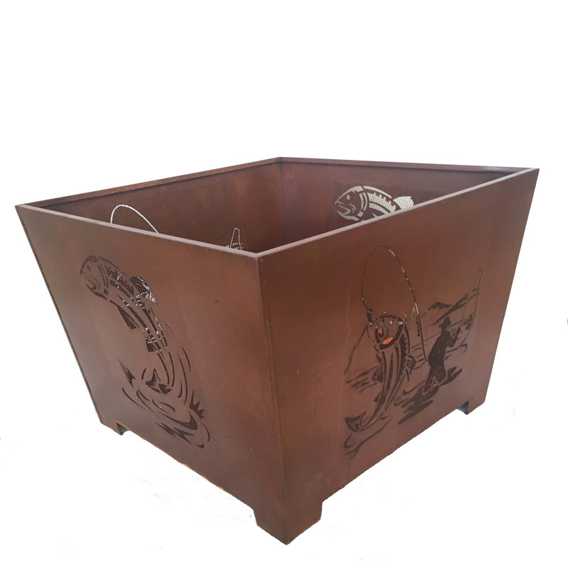 Albrecht Rectangle Steel Wood Burning Smokeless Fire Pit