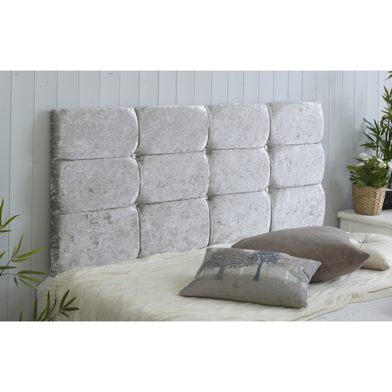 Upholstered Headboard, Silver Velvet, Small Single (2'6)