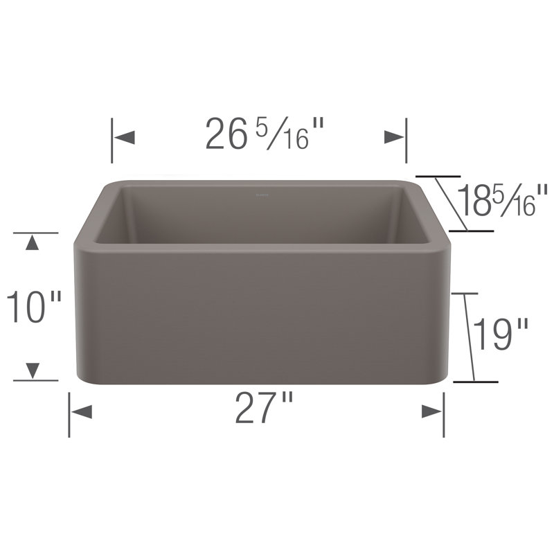 Ikon SILGRANIT 27" Single Bowl Apron-Front Farmhouse Sink, Volcano Gray