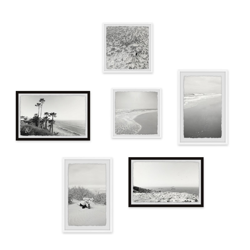 Hexaptych teintes gris côtiers