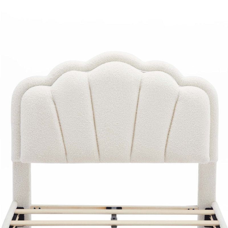 Lit tapissier en forme de fleur, Blanc, Lit simple