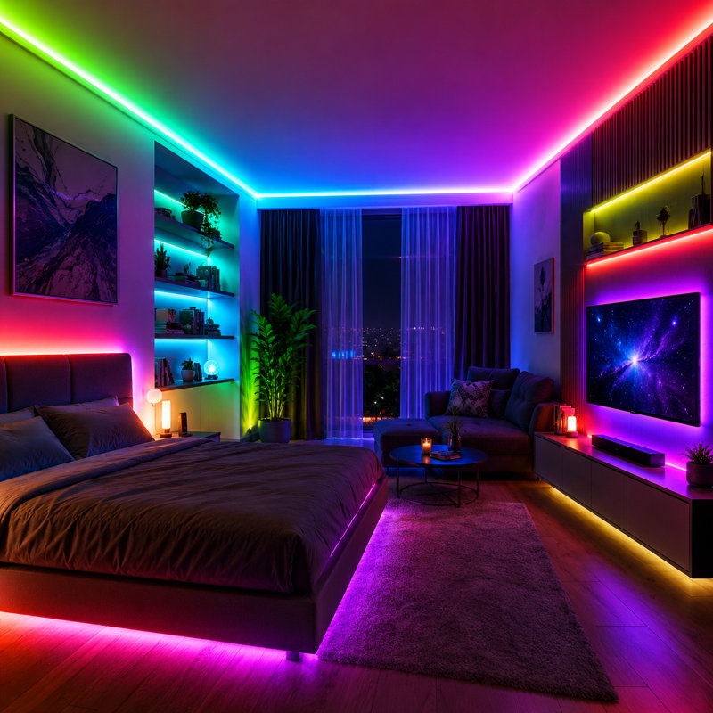 49.2FT Smart WiFi LED Strip Tape Lights - Music Synced RGBW Color Changing, & App Control (3-Pack Rolls, Cuttable)