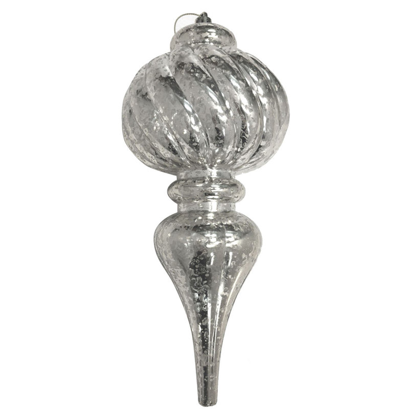Faiteau en verre nervuré avec effet mercure, Argent