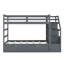 Lit simple superposé simple avec lit gigogne simple et 3 escaliers de rangement, gris-266629833