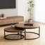 Ensemble de tables basses gigognes 31,5 pouces pour salon avec plateau en bois et base en métal-1557900088