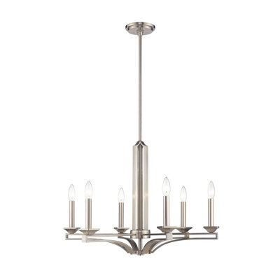 Dedham 6 - Light Steel Dimmable Chandelier