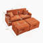 Comfortable Fluffy Corduroy Lazy Sofa With Storage, Double Ottomans, And Table Board For Ultimate Relaxation-1584589844