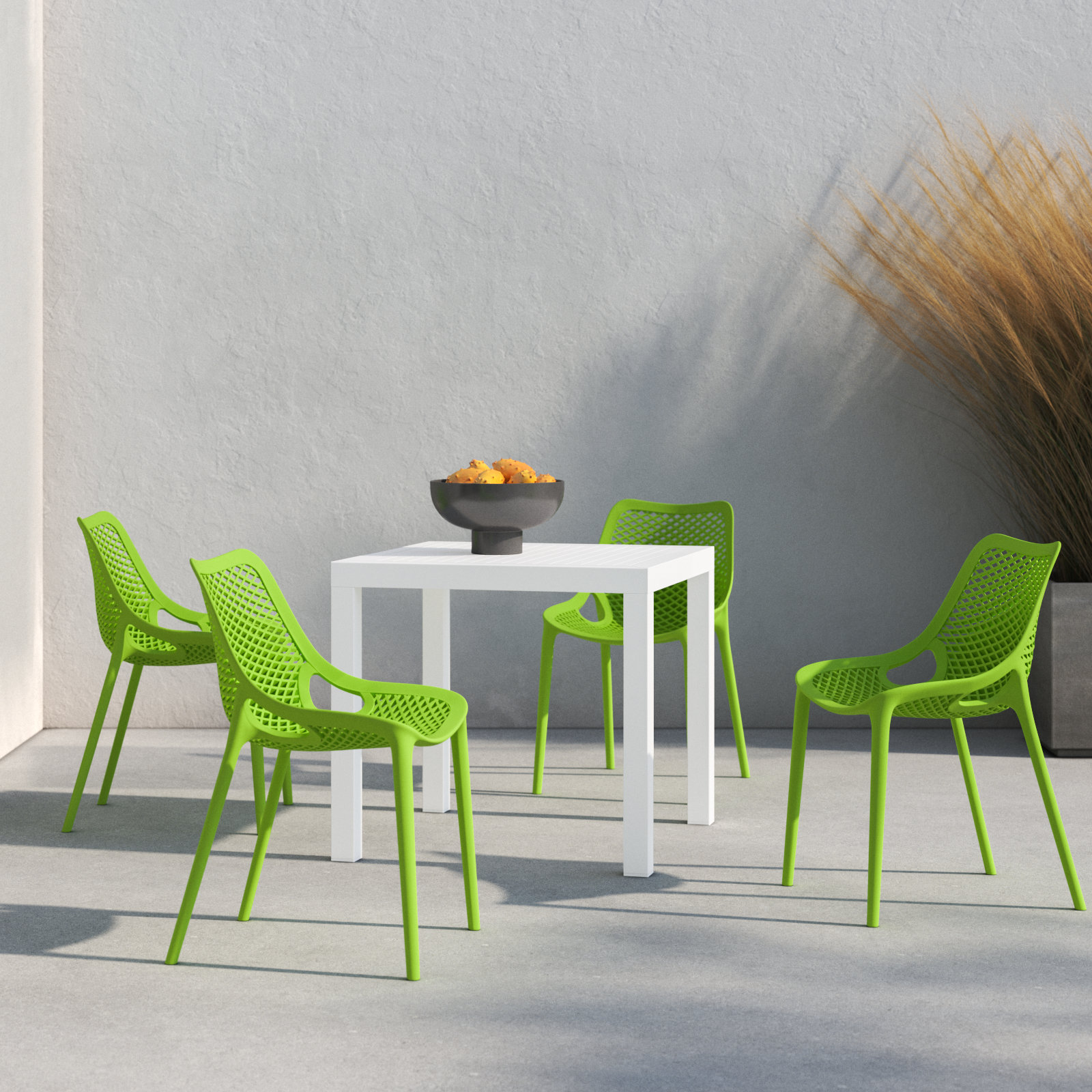 Asherton 32" Patio Dining Set, White/Tropical Green