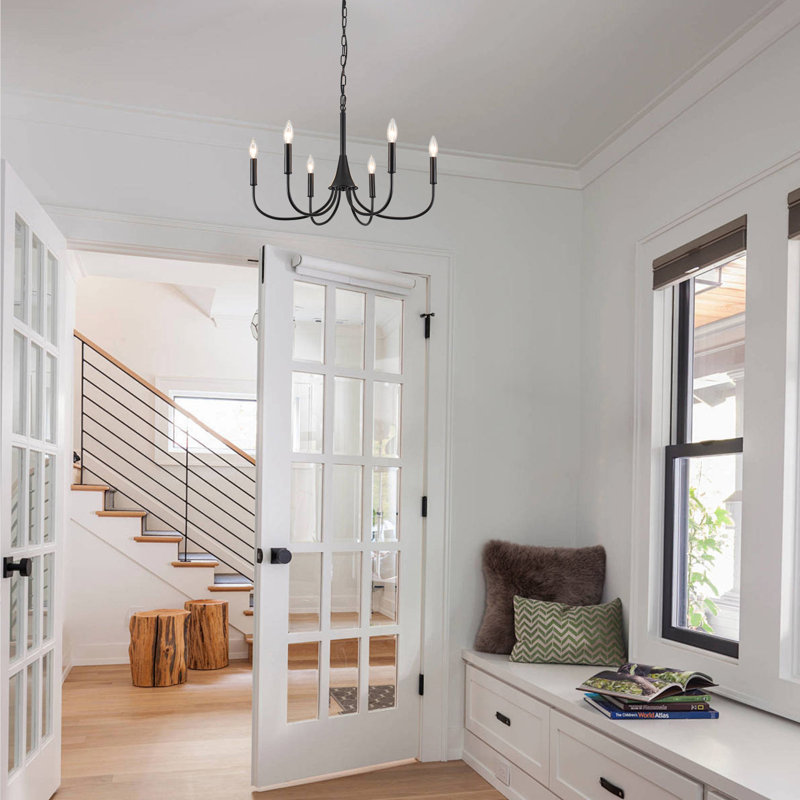 Clydie 6 - Light Dimmable Classic / Traditional Chandelier, Matte Black