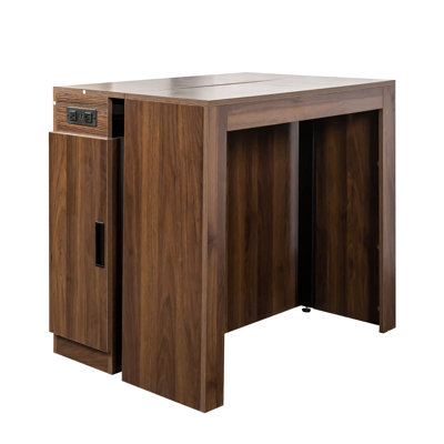Modern Multifunctional Extendable Dining Table With Outlet, Space Saving Expanding Table With Storage For Party, Weddings, Meetings, Celebrations