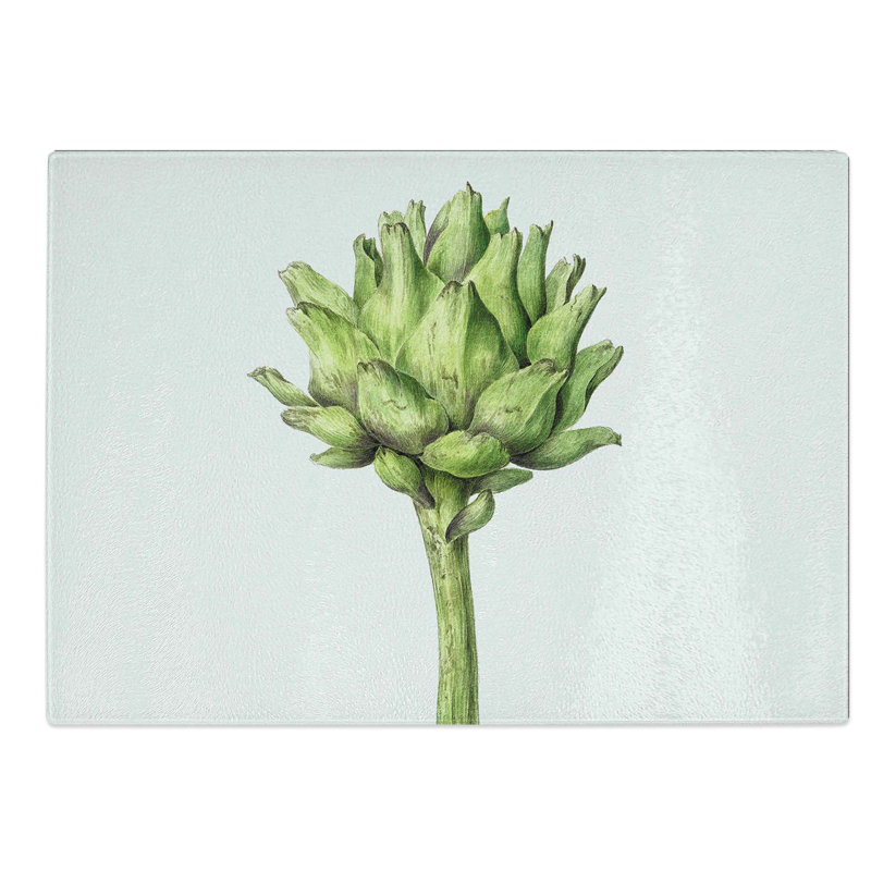 Tempered Glass an Artichoke Chopping Board, 28.5 cm W x 20 cm L