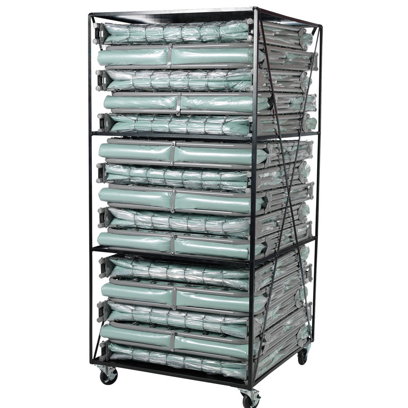 Chariot de rangement transportable Blantex avec 4 tablettes en acier et un grand lit pliant en acier 15 XM-6