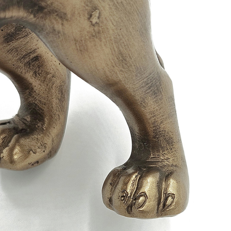 Figurine réaliste de bouledogue français vintage avec finition cuivre