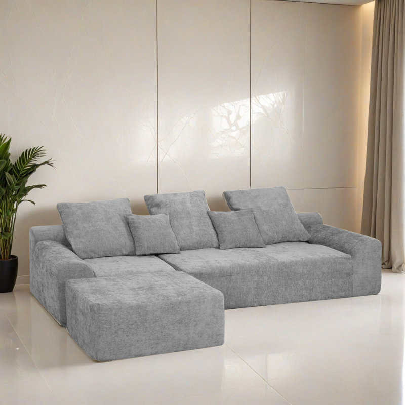 Canapé-lit modulaire 2 pièces pour salon, Polyester gris