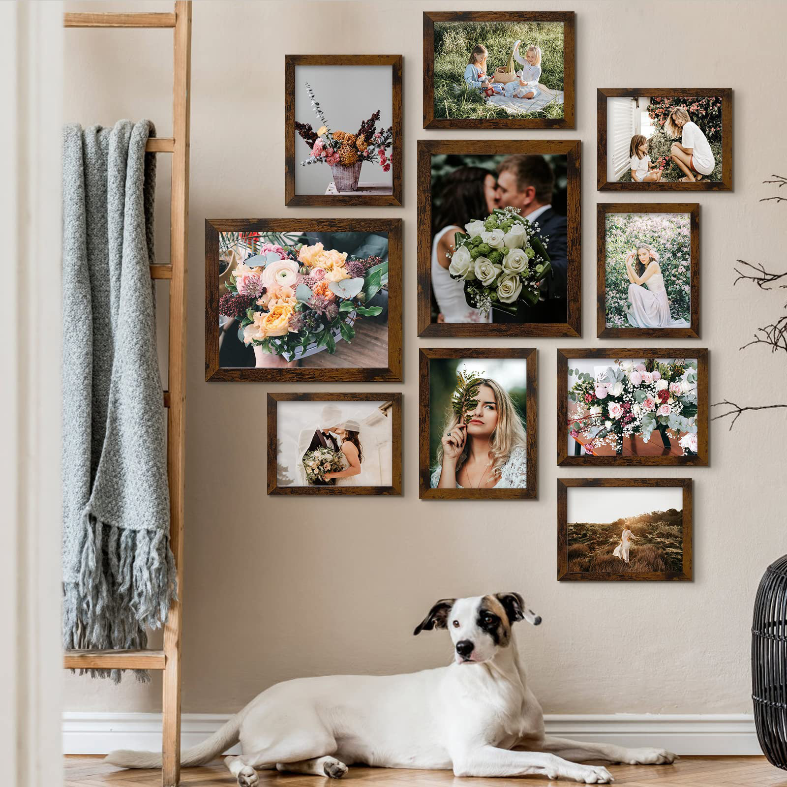 Millwood Pines Picture Frame Set 10-Pack, Gallery Wall Frame Collage(Yellow Brown) | Wayfair