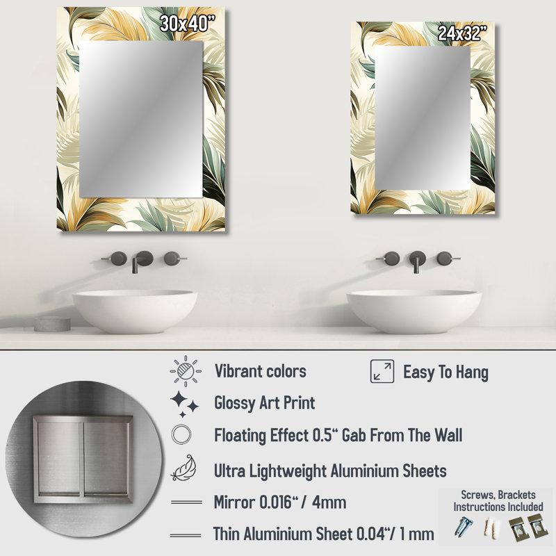 Aeisha Tranquil Retreat, motif tropical - miroir décoratif tropical, botanique, miroir mural floral, impression d'art en métal