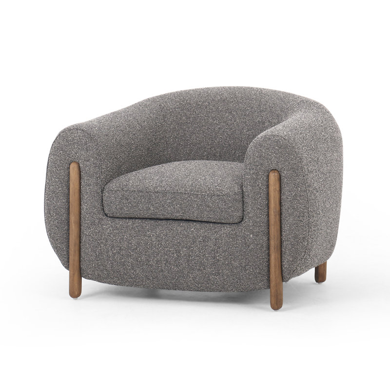Lyla 38" W Polyester Blend Barrel Chair, Capri Ebony