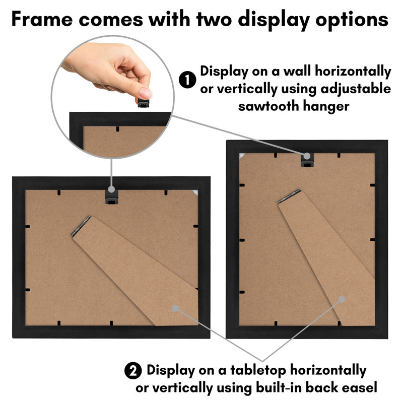 Meridee 8.5x11 Diploma Frame - Document Frame with Shatter-Resistant Glass and Engineered Wood - (2 Pack)