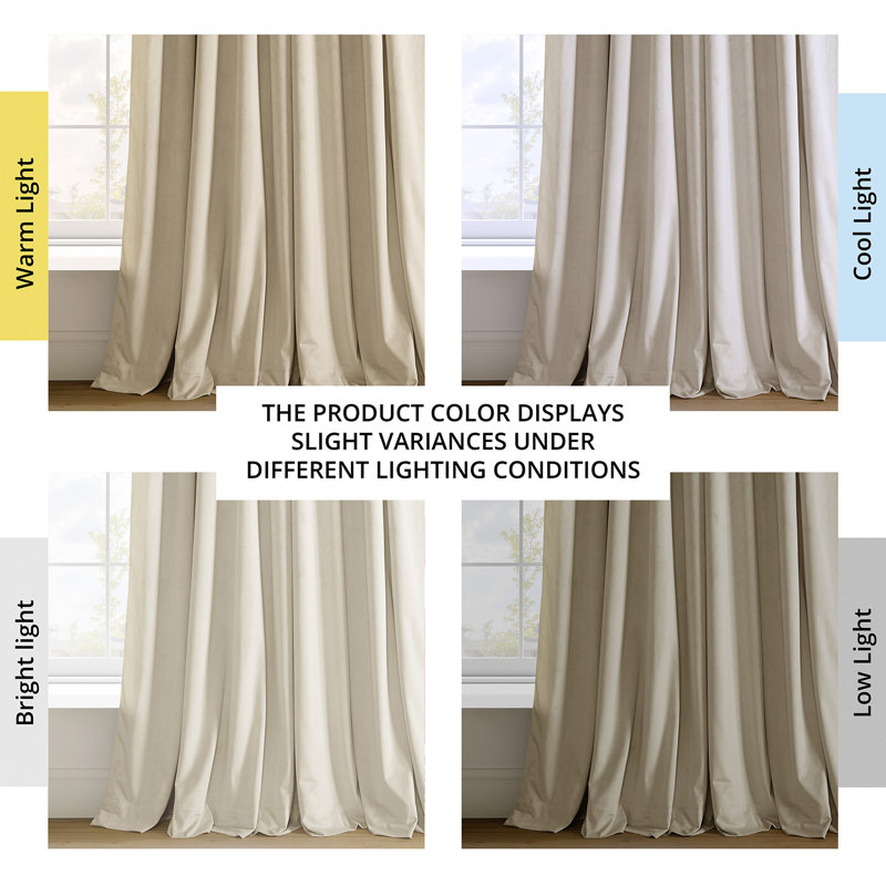 Olivia Velvet Blackout Curtain (1 Panel), 50" W x 84" L, Ecru