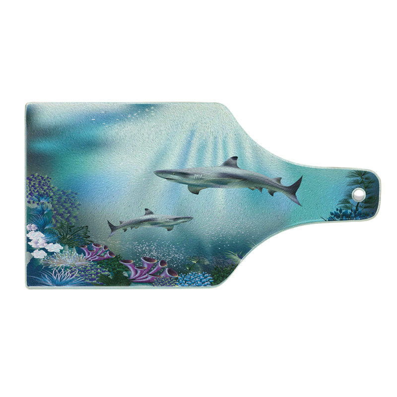 Multicolore planche à découper en verre trempé sous l'eau Ambesonne