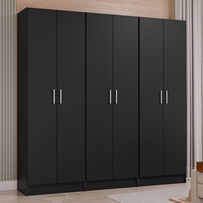 Wardrobe Armoire Closet Pantry Storage Cabinet with 6 Doors and 15 Utility Shelves 71"L Wooden Organization Unit for Bedroom, Office, La by Latitude Run