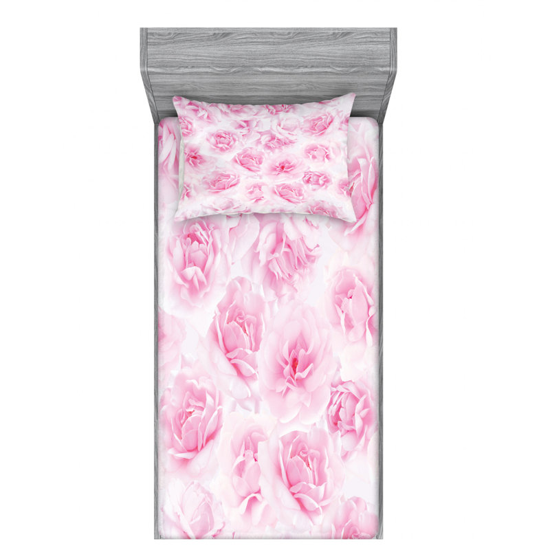 Microfiber Floral Sheet Set, Twin XL Sheet Set with Fitted Sheet