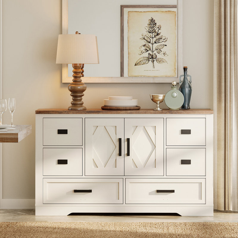 Armoire d'appoint Glenford Modern Farmhouse, Bois de chêne / blanc