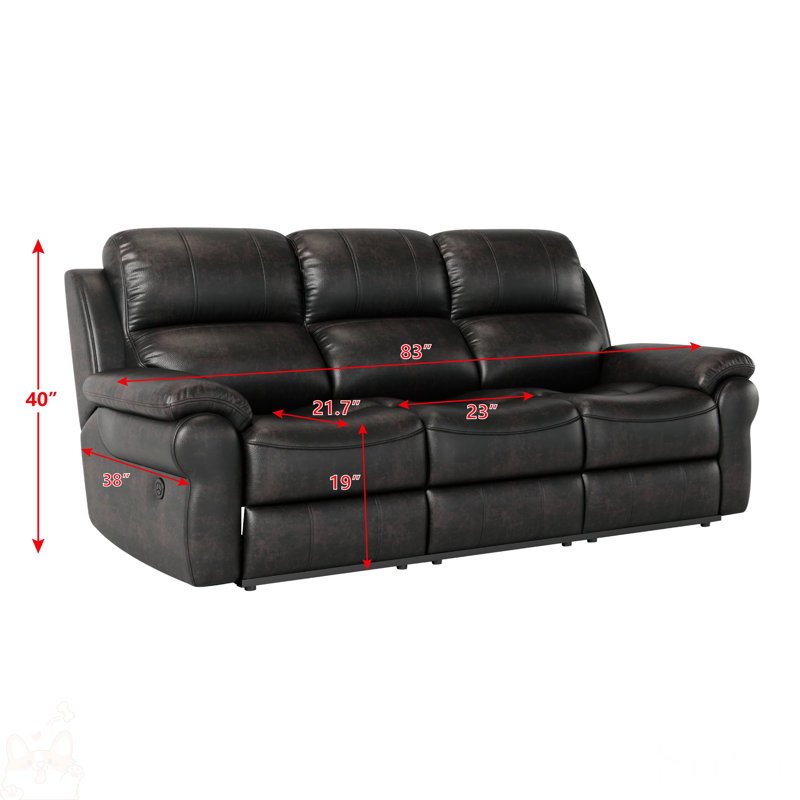 Breathable Power Reclining Sofa With Drop Down Table