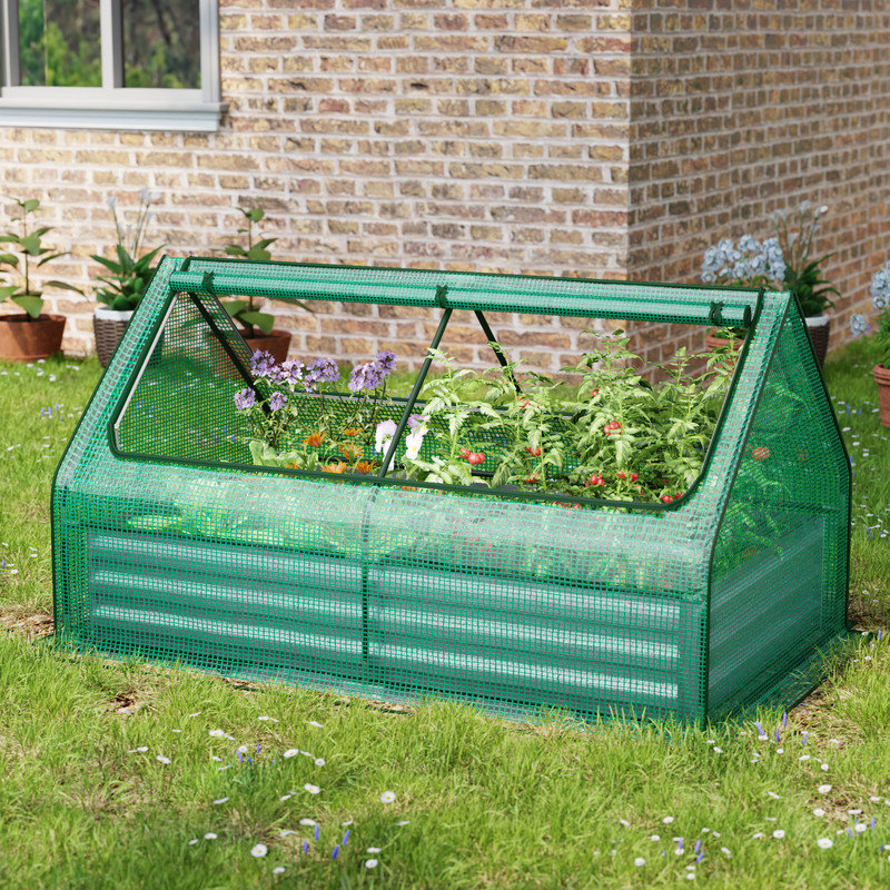 Lit de jardin surélevé galvanisé avec couvercle, jardinière en métal