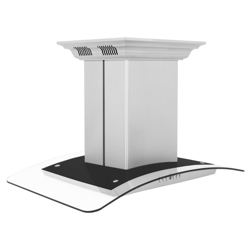30" 400 CFM Ducted Island Range Hood in Silver with Nightlight