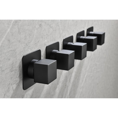 Contrôle de volume de douche en métal coulé 3/4 po - Valve à poignée réglable en laiton, résistance à la corrosion et à la rouille, noir mat, Valve à étapes d'installation pratique avec poignée, corrosion, rouille, installation simple